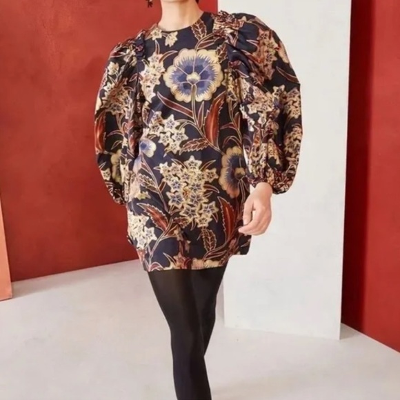 Ulla Johnson Floral Mini Dress - Navy and Gold - Picture 16 of 16